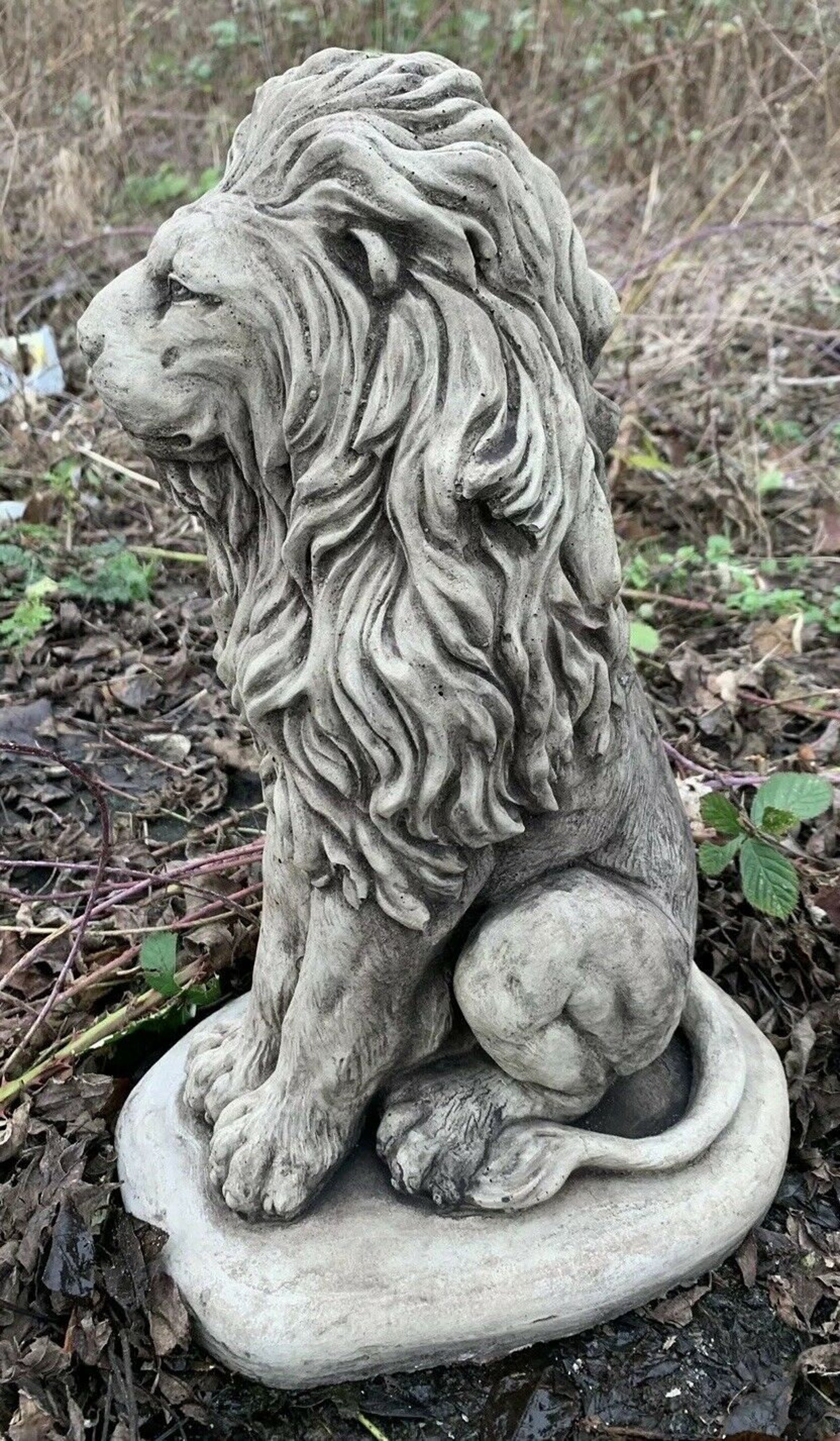 Stone Garden Proud Lion on Base Statue Pillar Cap Detailed Etsy UK