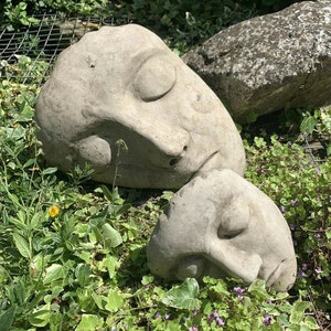 Stone Garden Beautiful Pair Of Half Face Modern Art Statue Concrete Ornament
