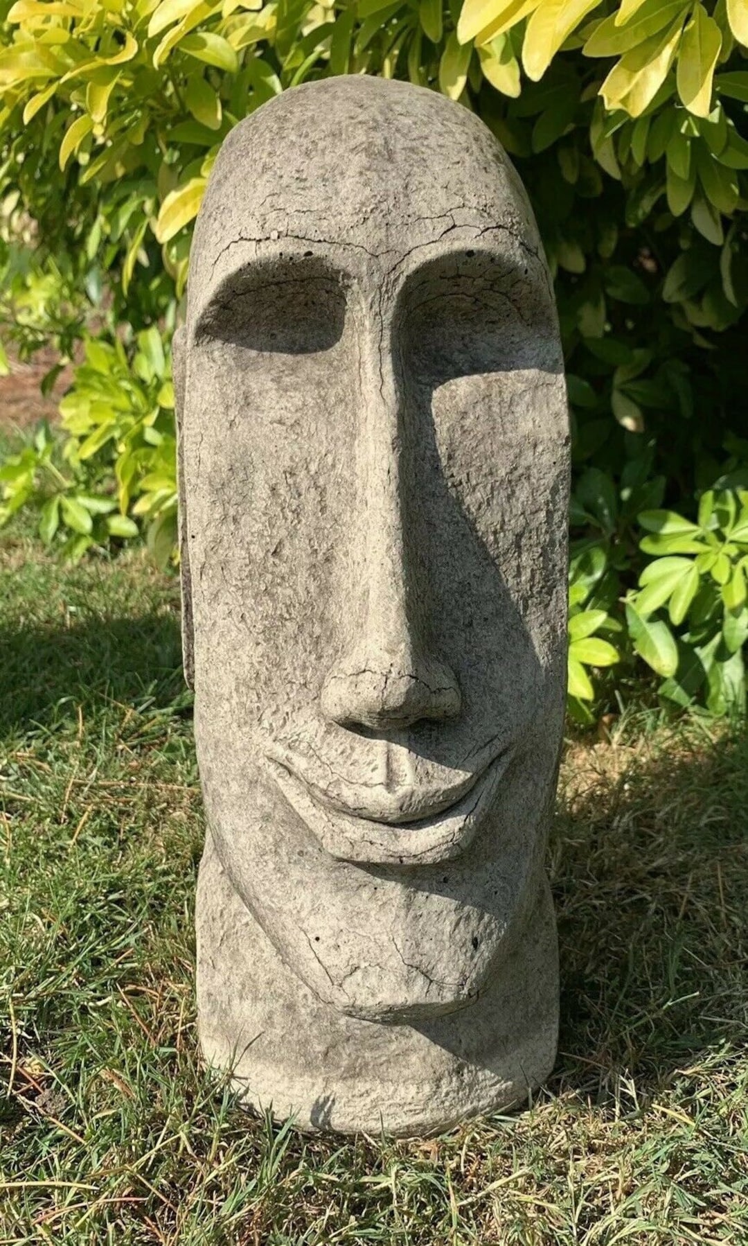 Statua Giardino Isola Di Pasqua Moai, Testa Tiki In Pietra Fatta A Mano, Ornamento