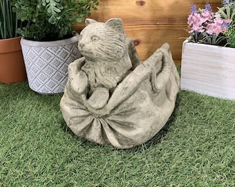 Stone Garden Cat in A Bag Planter Plant Pot Ornament - Etsy UK