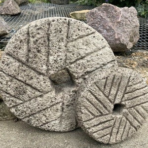 Stone Garden Large rustic pair of millstones millstone grindstone ornament