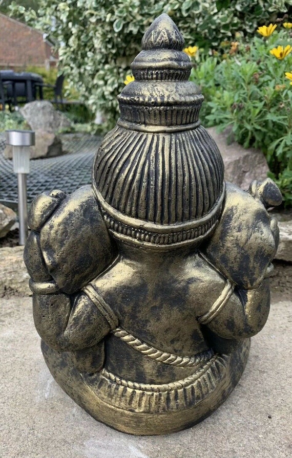Pietra da giardino seduta GANESH Dio Elefante Statua di Buddha Ornamento Pietra da giardino seduta GANESH Dio Elefante Statua di Buddha Ornamento