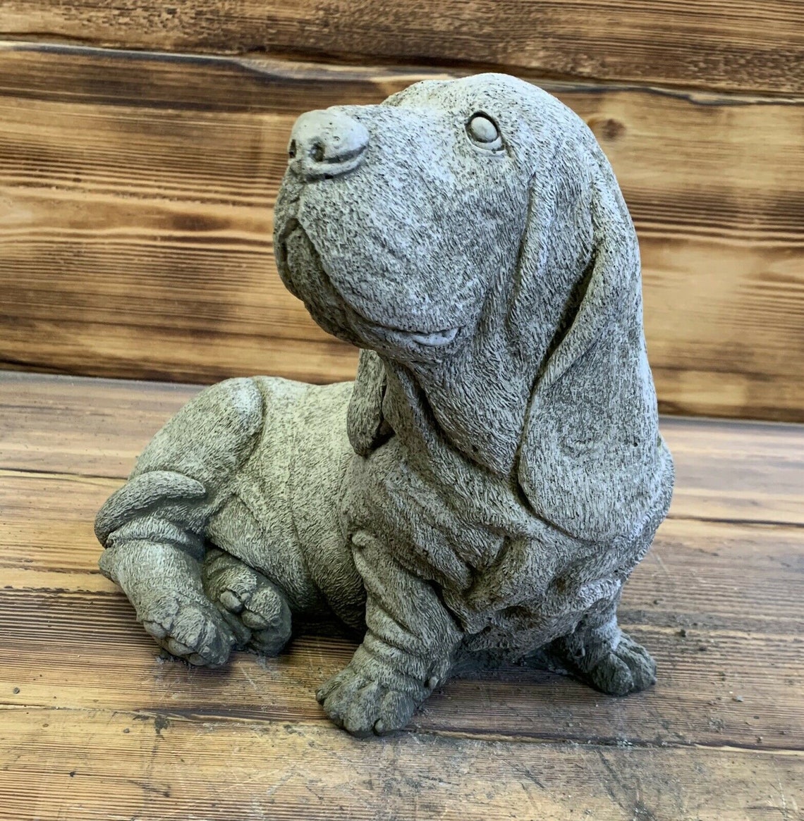 Stone Garden Bassett Hound Dog Statue Ornament Etsy UK