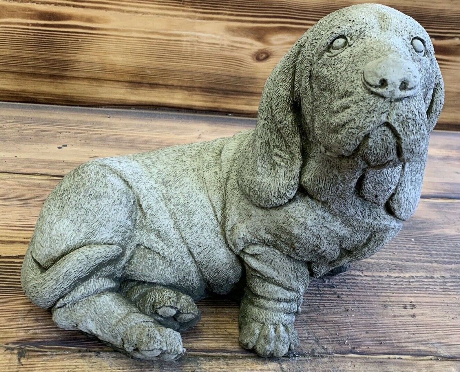 Stone Garden Bassett Hound Dog Statue Ornament Etsy UK