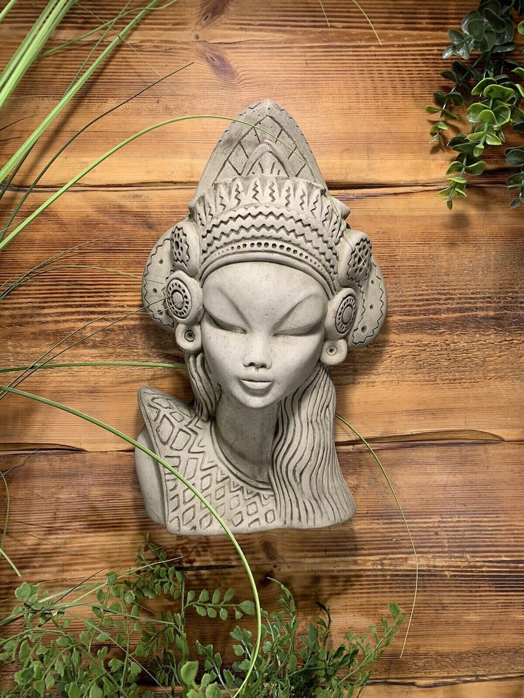 Stone Garden Wall Hanging African Warrior Lady Woman Plaque Ornament Etsy