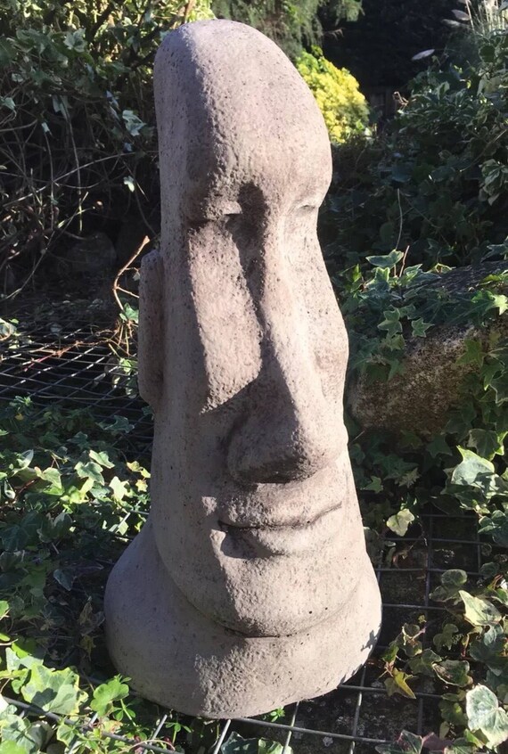 Stone Easter Island Head Statue Face Moai Tiki Style Garden Australia Stone Easter Island Head Statue Face, Moai Garden Statues Australiana