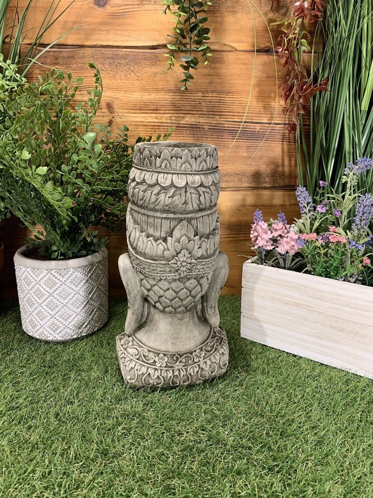 仏窟の禅テーマ置物 Stone Garden Zen Buddha Candle Holder Plant Pot Holder