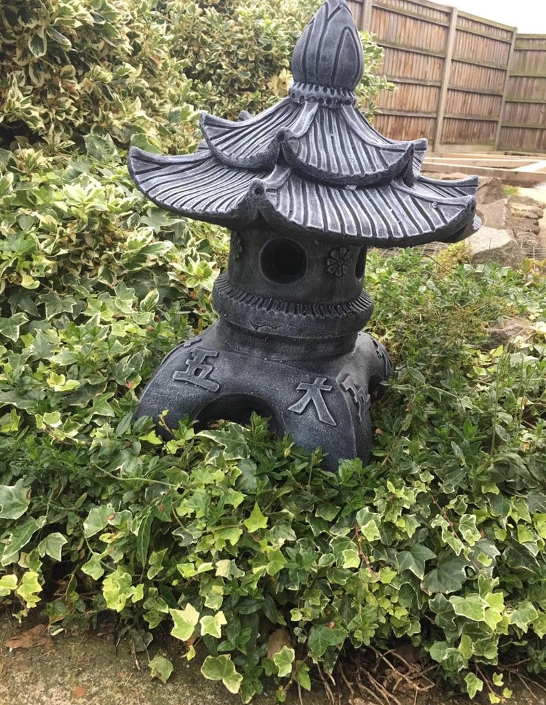 Stone Oriental Japanese Pagoda Garden Ornament Lantern Frost Etsy