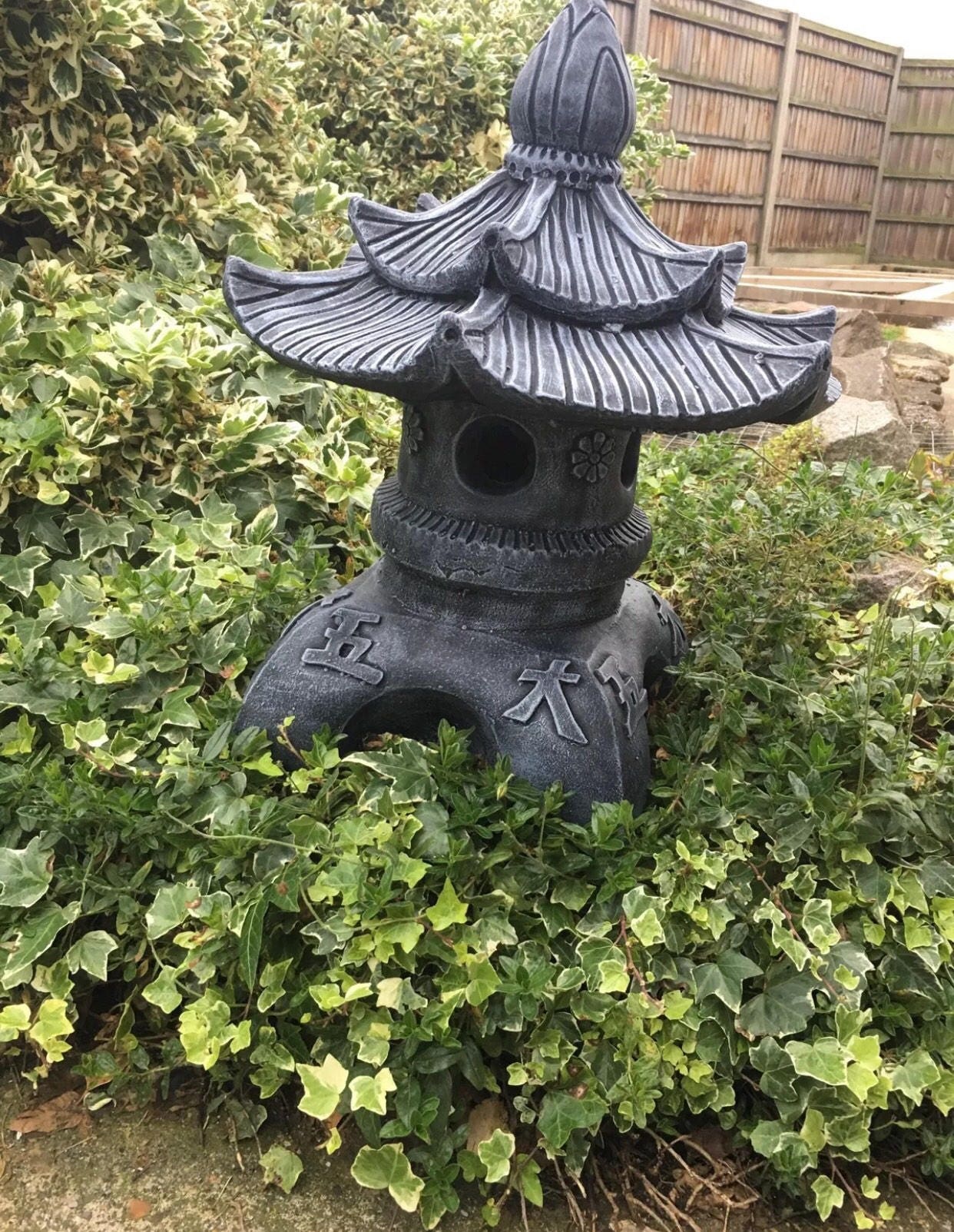 Stone Oriental Japanese Pagoda Garden Ornament Lantern Frost Etsy
