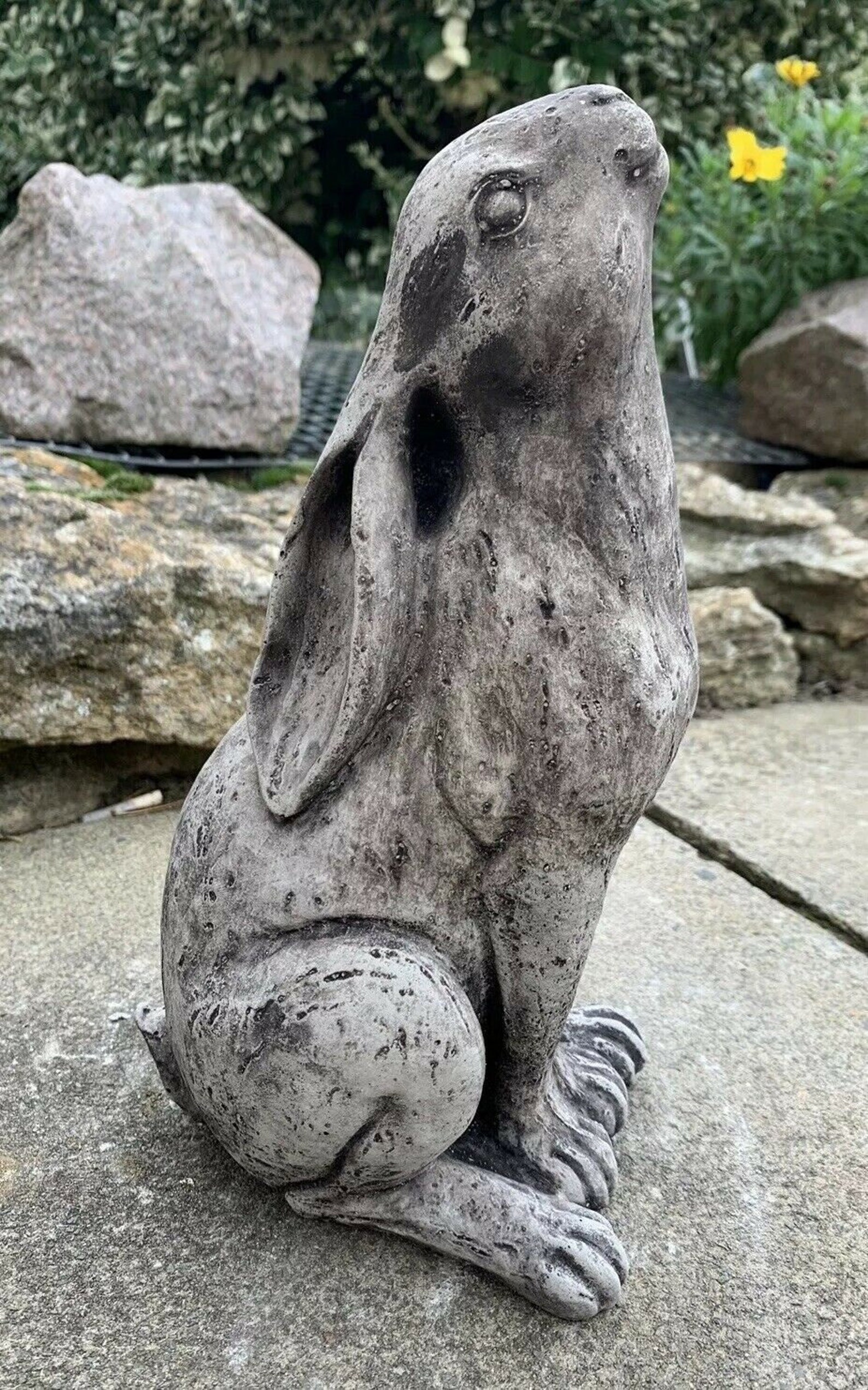 Stone Garden Moon Gazing Hare Ornament - Etsy UK