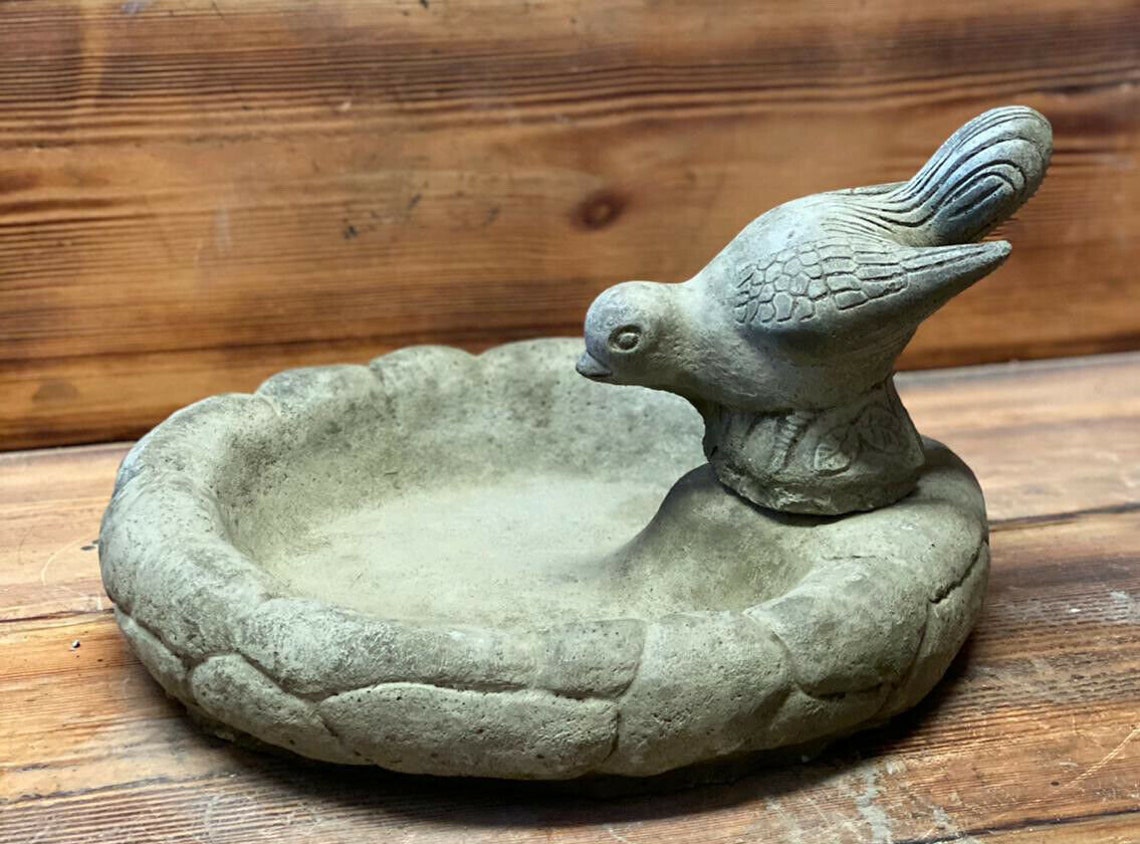 Stone Garden Bird Bath Top Only With Bird/ Feeder/ Bowl/ Etsy