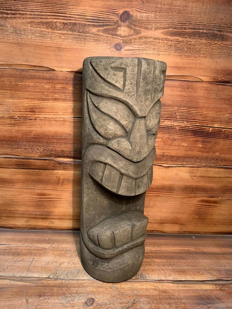 Stone Garden Large Totem Pole Easter Island African Head Tiki Statue Ornament imagem 4