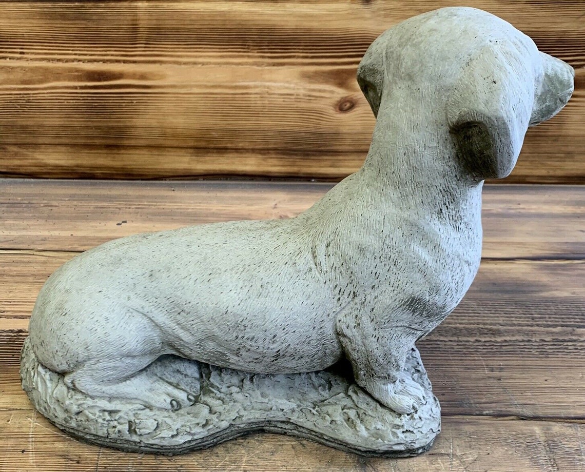 Stone Garden Dachshund Sausage Dog Statue Ornament Etsy