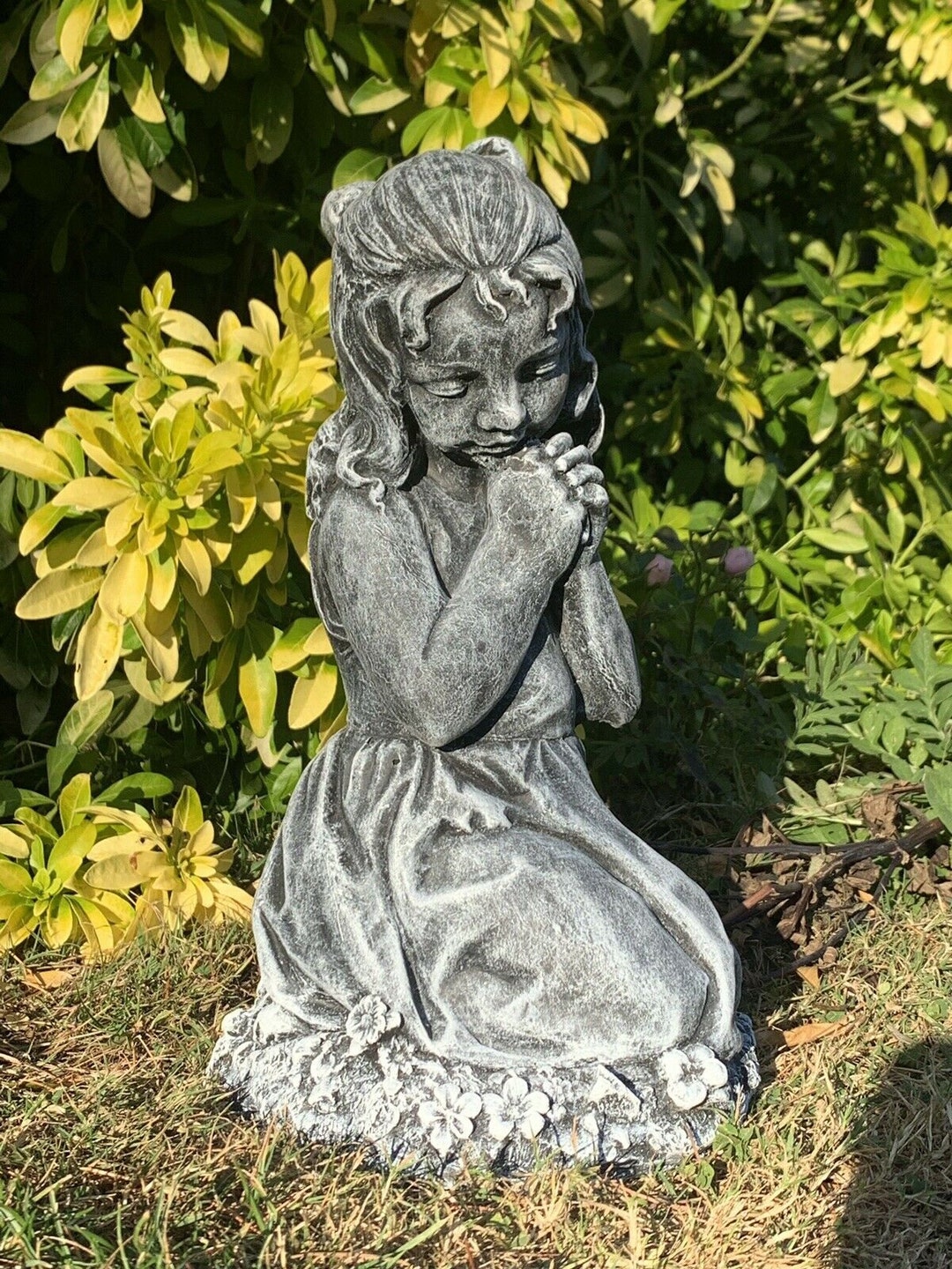 Stone Garden Cute Praying Girl Large Statue Ornament - Etsy