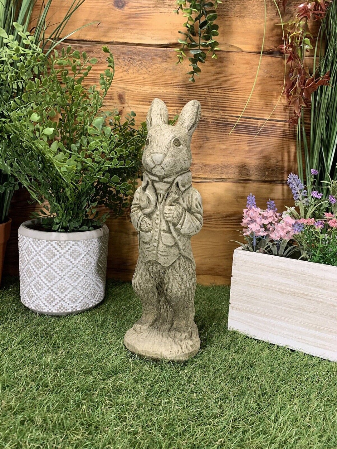 Stone Garden Peter Rabbit Hand Cast Stone Hare Statue Ornament Etsy