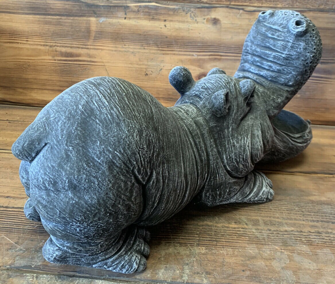 Stone Garden Large Hippo Planter Plant Pot Ornament Etsy