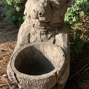 Stone Garden Detailed Bear Planter Plant Pot Ornament Gift image 2