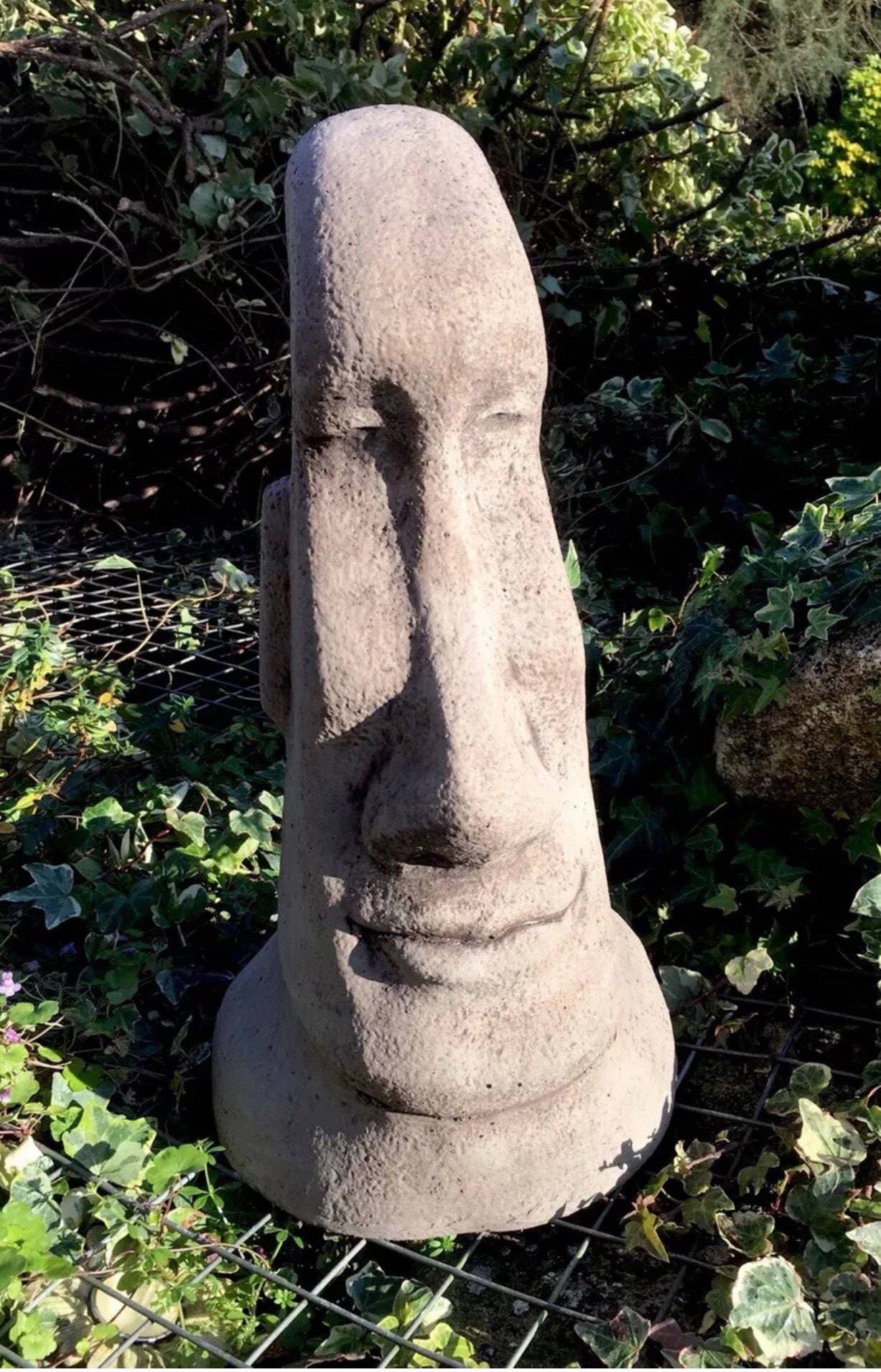 Stone Easter Island Head Statue Face MOAI/TIKI Style Garden | Etsy