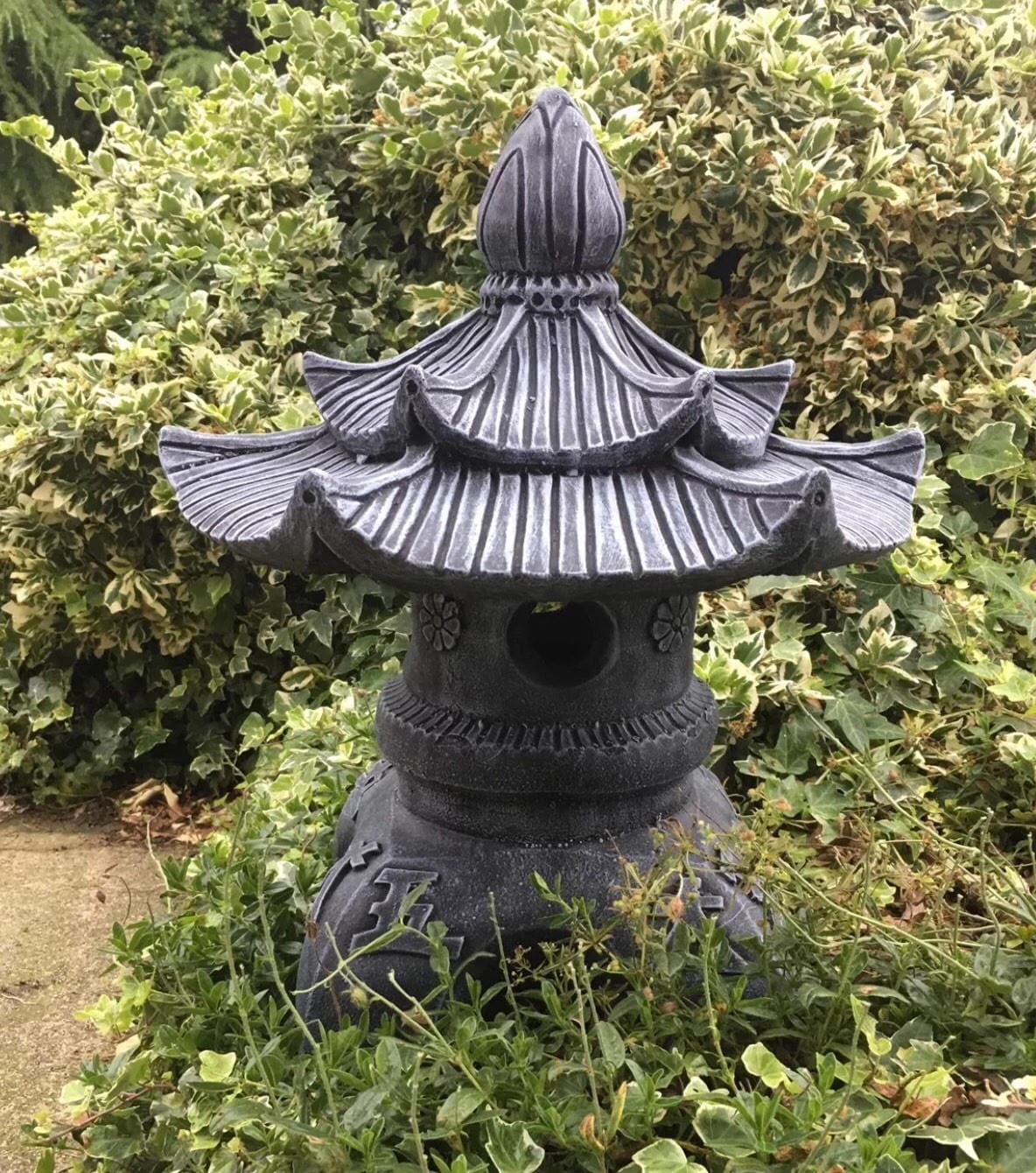 Stone Oriental Japanese Pagoda Garden Ornament Lantern Frost Etsy