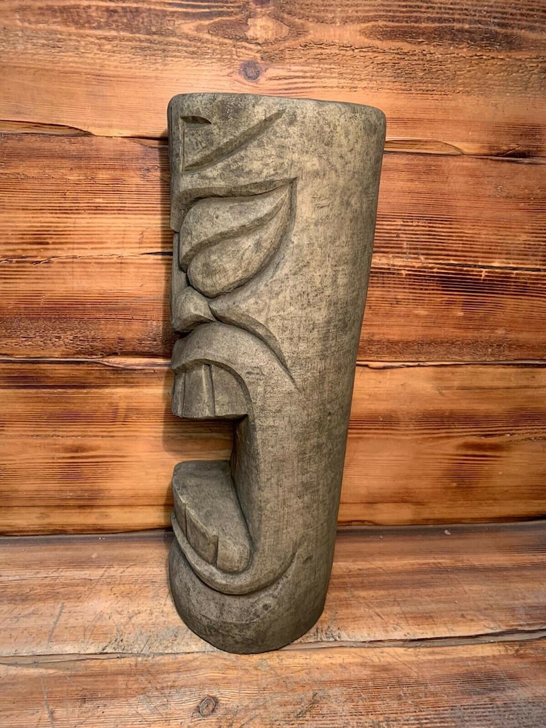 Stone Garden Large Totem Pole Easter Island African Head Tiki Statue Ornament imagem 6