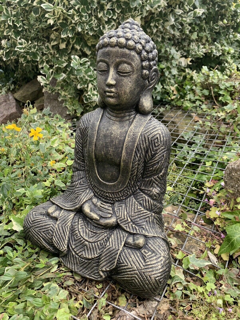 Stone Garden Large Maze Robe Buddha Black and Gold Gift | Etsy UK