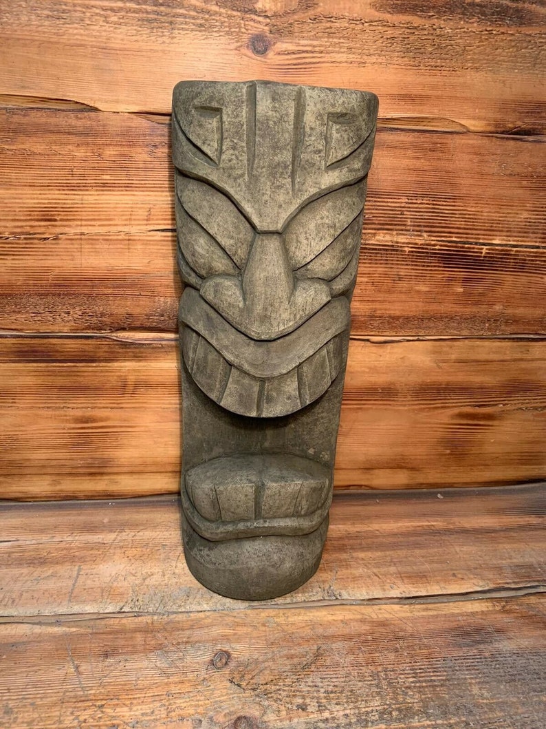 Stone Garden Large Totem Pole Easter Island African Head Tiki Statue Ornament imagem 5