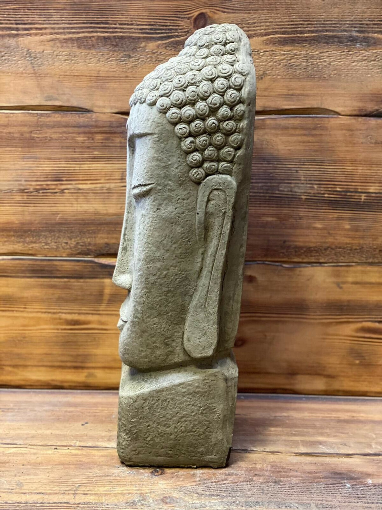 Stone Garden Extra Large Buddha Head Statue Detailed Ornament Etsy