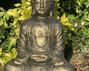 Stone Garden Large Sitting Buddha Ornament Gold