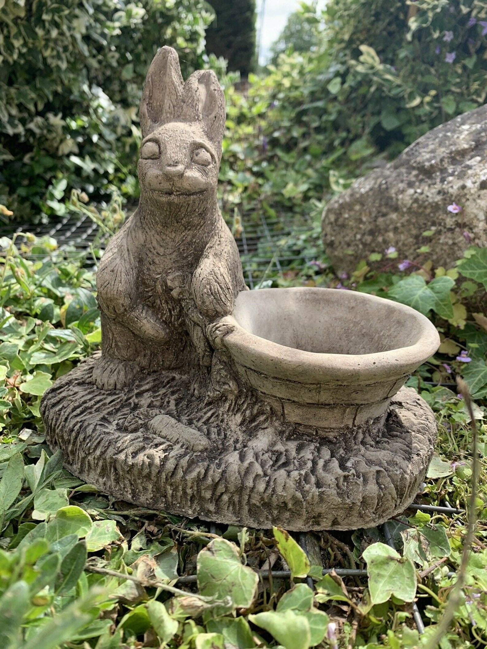 Stone Garden Cute Rabbit Planter Plant Pot Gift Concrete Etsy