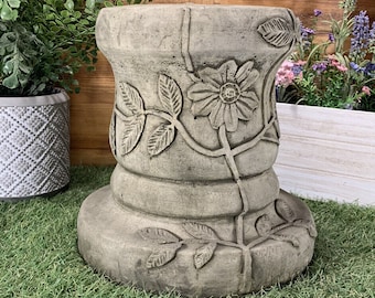 Stone Garden Floral Round Solid Plinth Column Pedestal Ornament