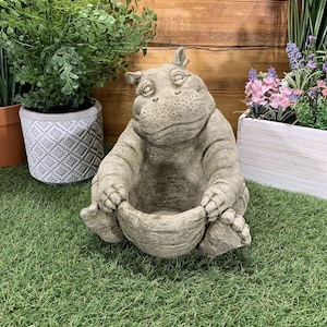 Grande décoration de cache-pot d'hippopotames Stone Garden