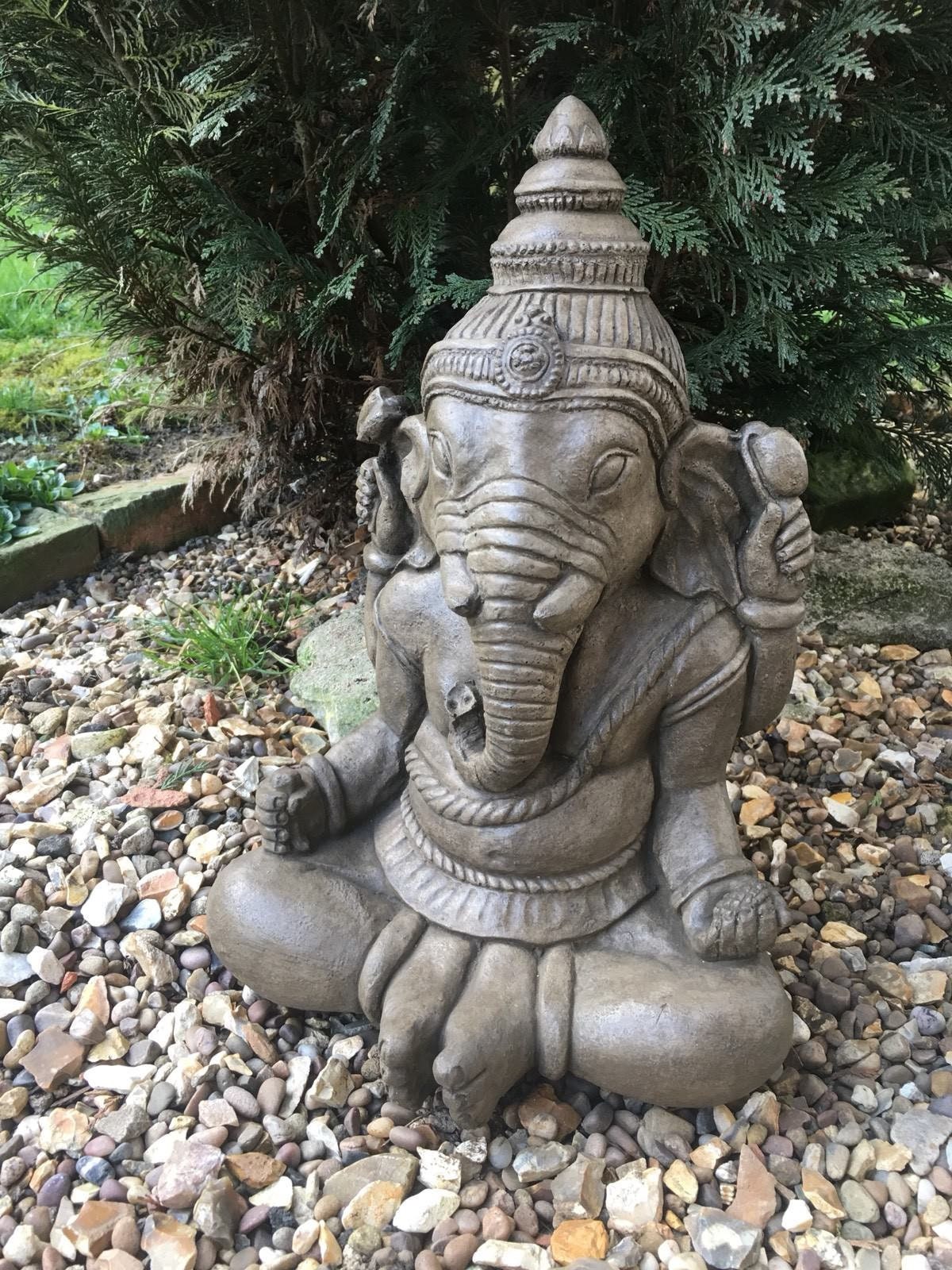 Pietra grande meditazione Ganesh elefante pregante Dio Buddha Giardino  Statua ornamento -  Italia