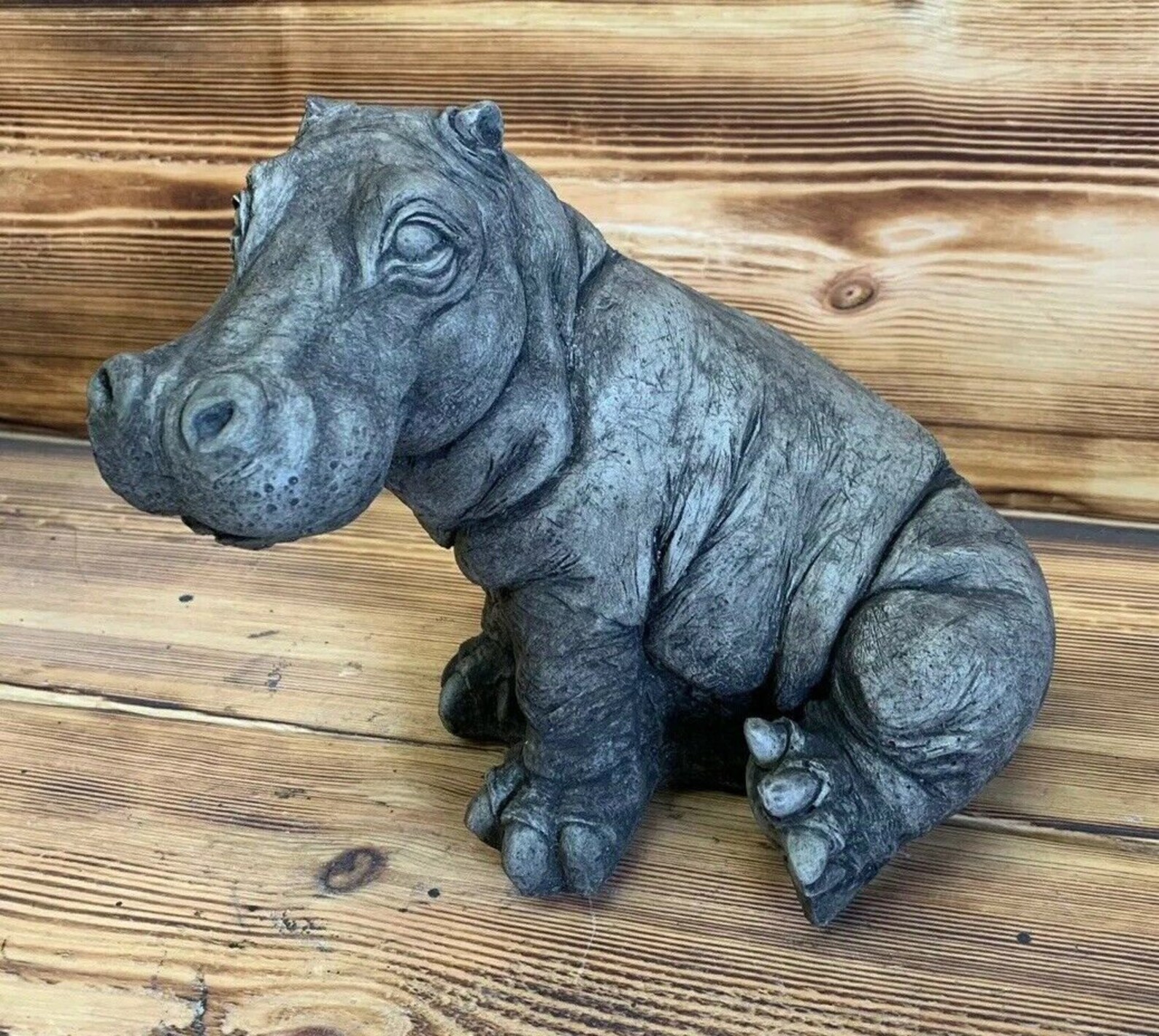 Stone Garden Cute Hippo Hippopotamus Statue Figure Ornament Etsy UK