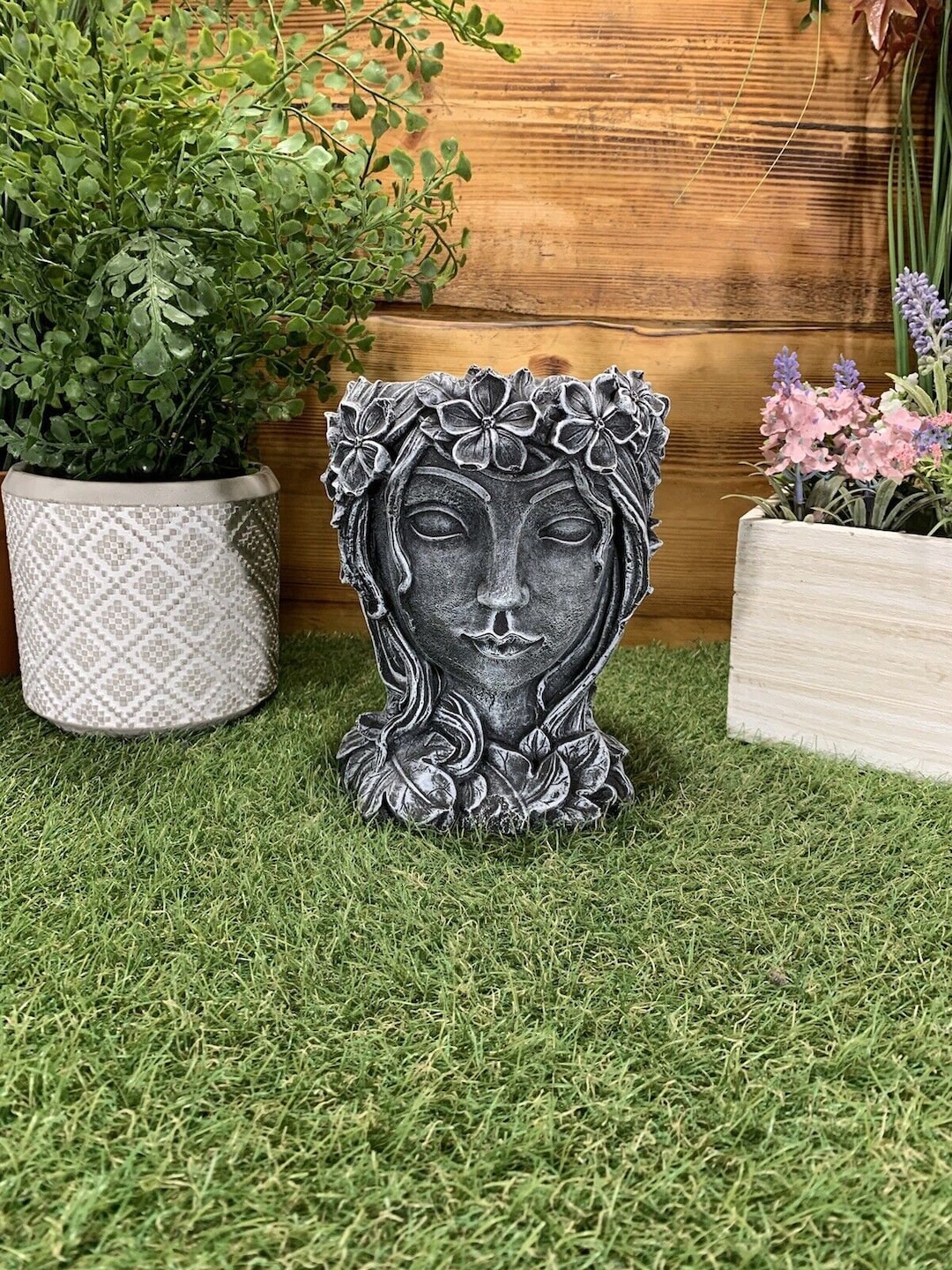 Stone Garden Female Bust Planter Plant Pot Statue Ornament Etsy UK