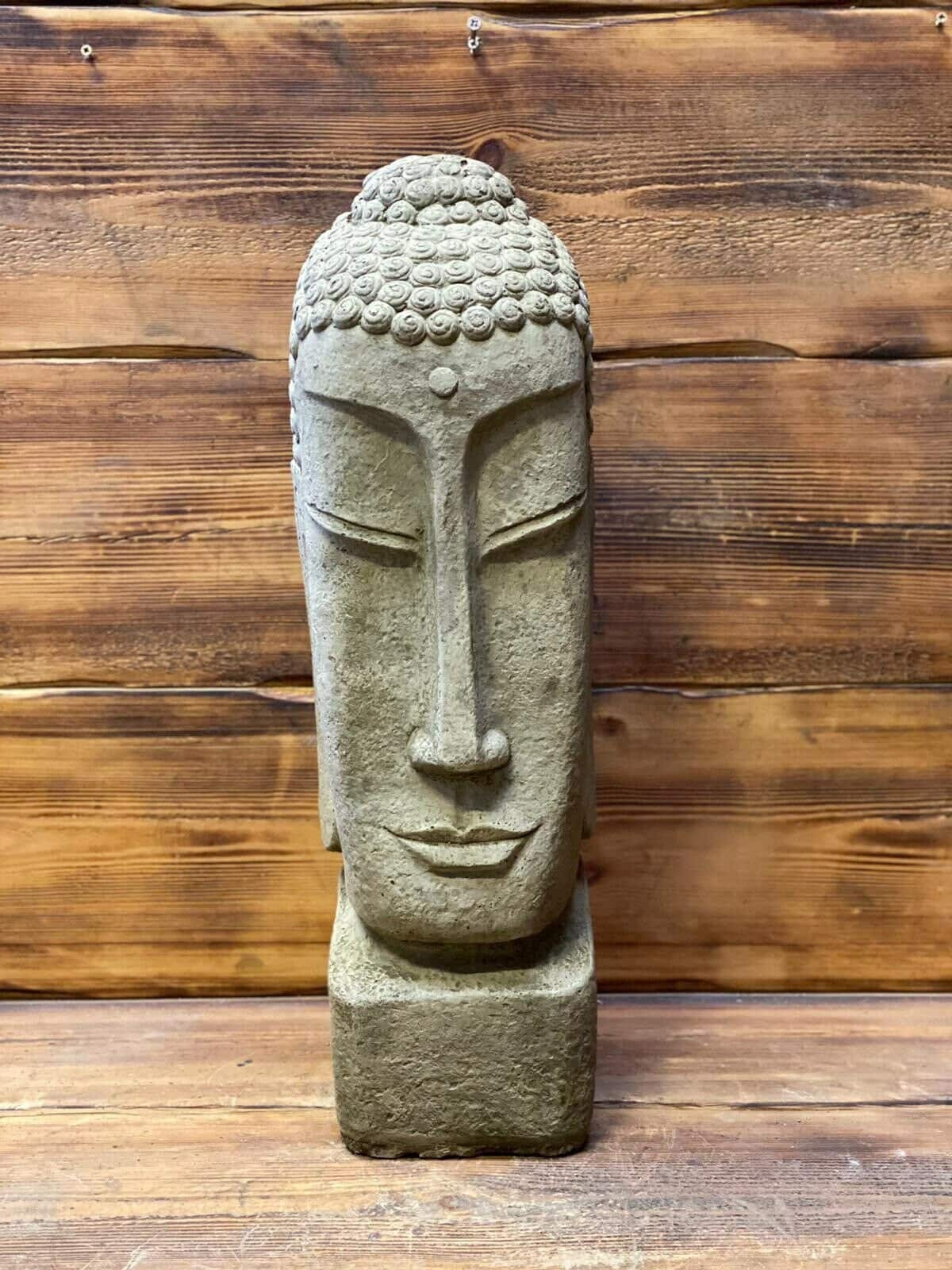 Stone Garden Extra Large Buddha Head Statue Detailed Ornament Etsy