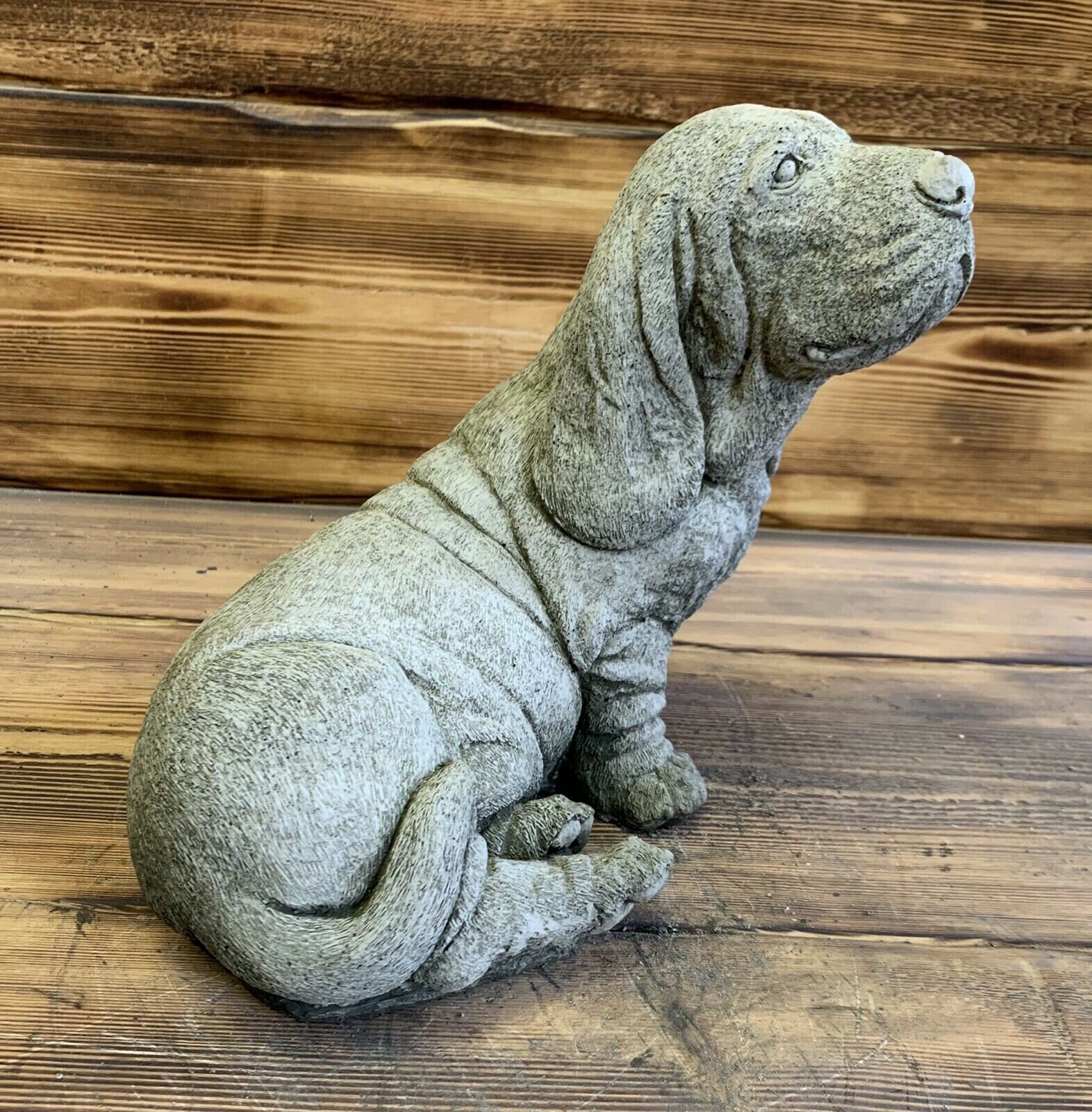 Stone Garden Bassett Hound Dog Statue Ornament Etsy UK