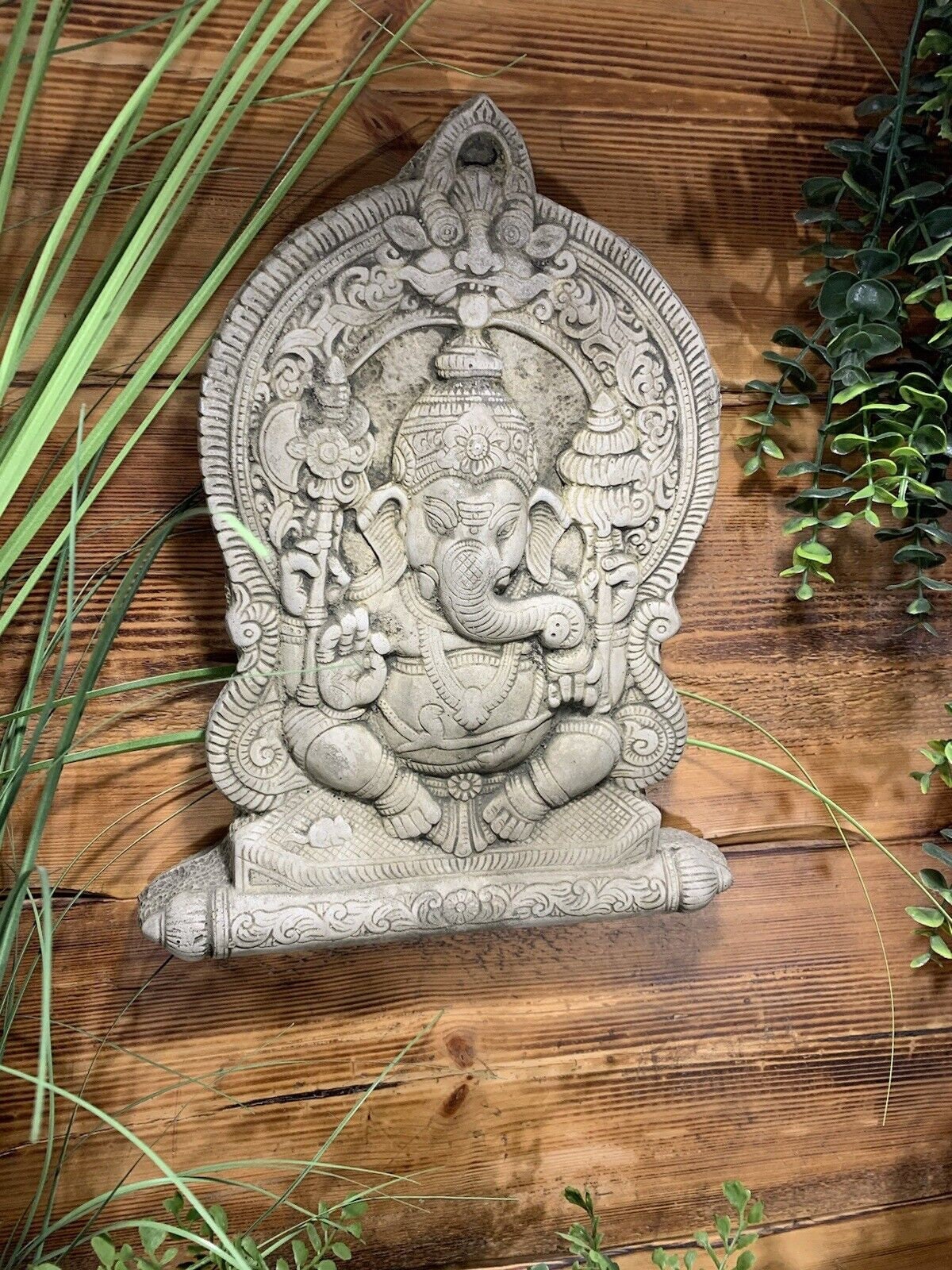 Stone Garden Large Ganesh Ganesha Buddha Wall Plaque Etsy Nederland
