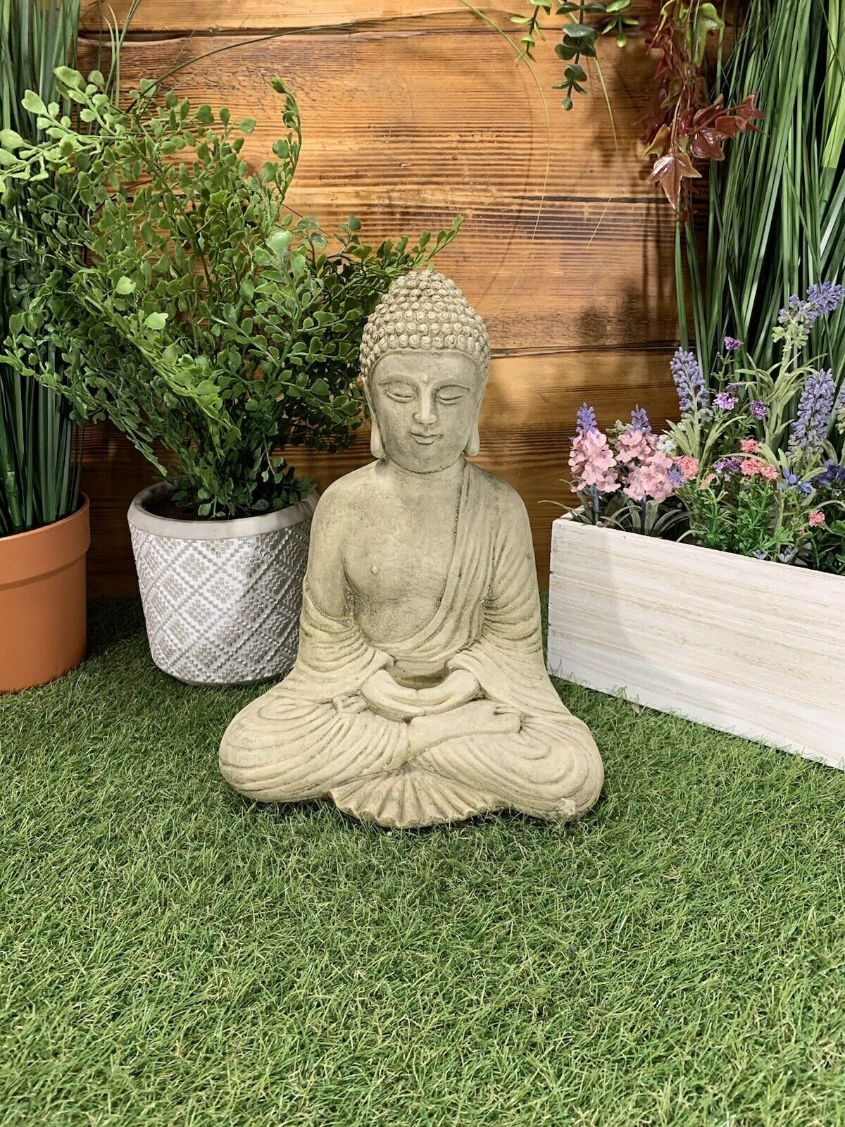 Relaxdays Buda Sentado, Resistente Intemperie, Decoración Zen, Figura
