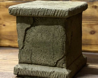 Estatua de pedestal con pedestal de columna, sólida y pesada, cuadrada, de piedra para jardín