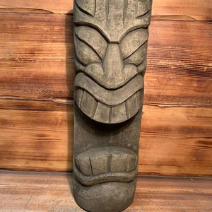 Stone Garden Large Totem Pole Easter Island African Head Tiki Statue Ornament imagem 1