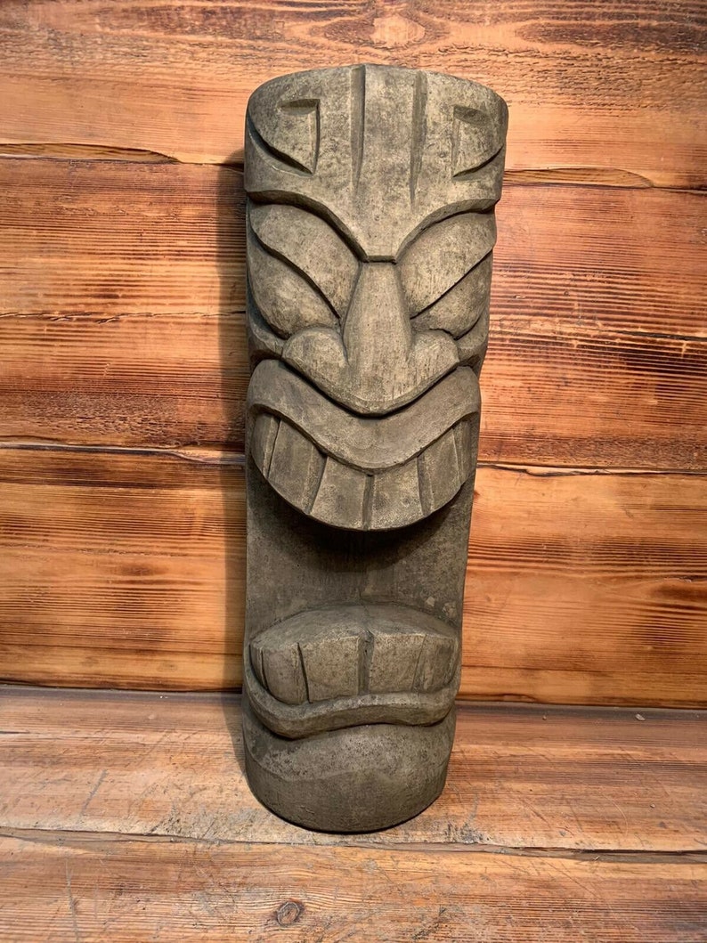 Stone Garden Large Totem Pole Easter Island African Head Tiki Statue Ornament imagem 1