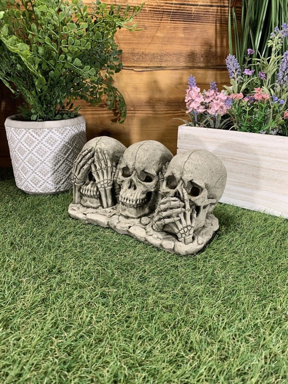 Stone Garden See Hear Speak No Evil Gothic Detailed Skull Ornament