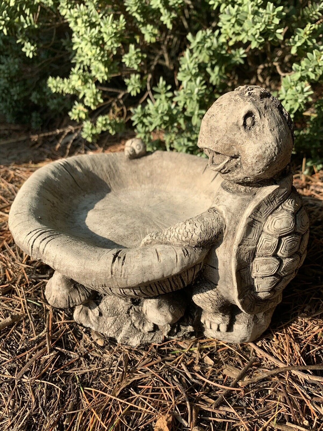 Stone Garden Turtle Bird Bath Feeder Detailed Ornament Etsy UK