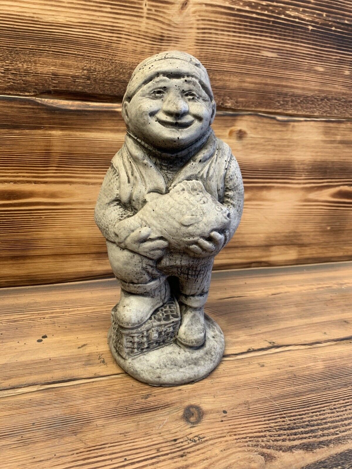 Stone Garden Fisherman Fish Man Ornament Statue - Etsy