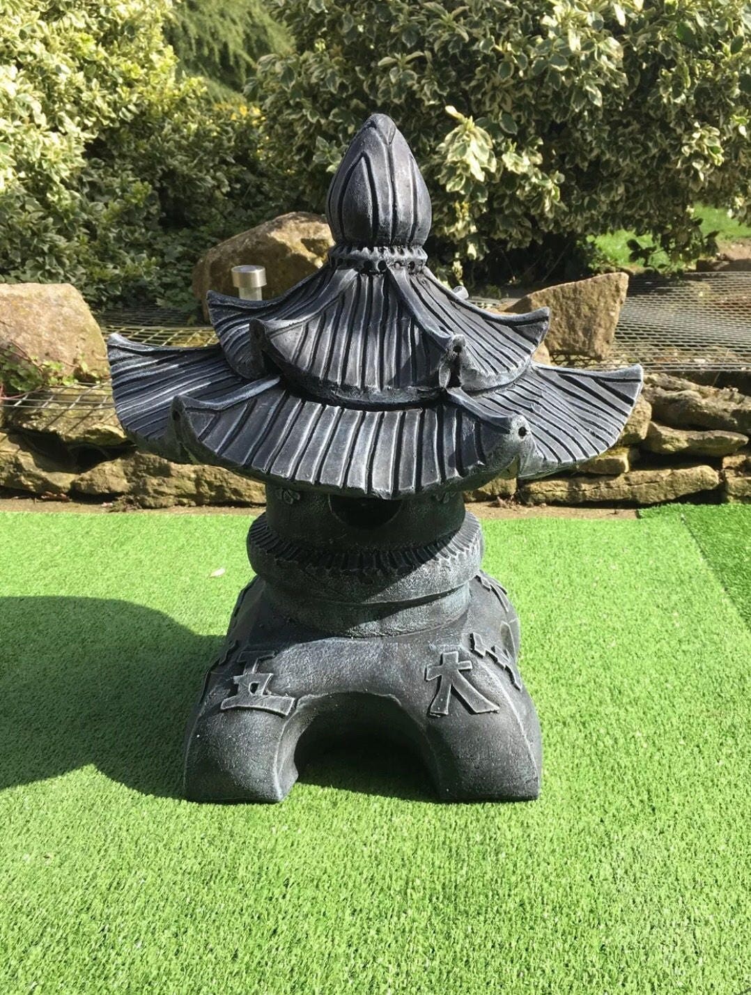 Stone Oriental Japanese Pagoda Garden Ornament Lantern Frost Etsy UK