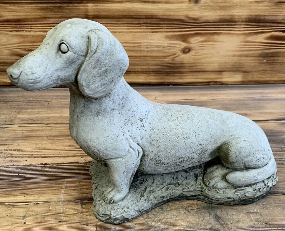 Stone Garden Dachshund Sausage Dog Statue Ornament Etsy