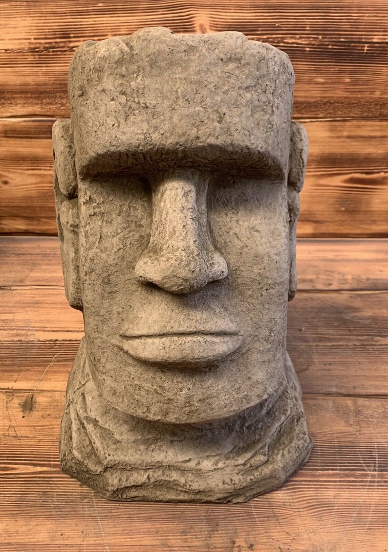 Stone Garden Large Easter Island Head Moai Tiki Head Statue | Etsy