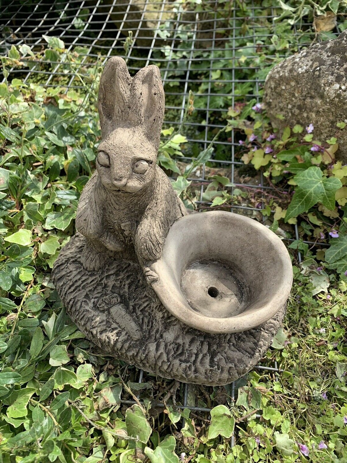 Stone Garden Cute Rabbit Planter Plant Pot Gift Concrete Etsy