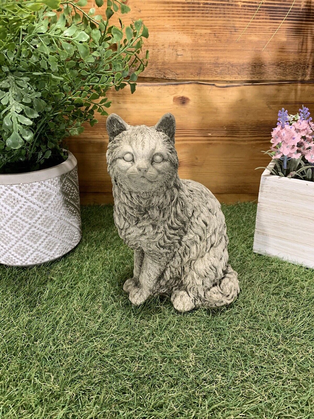 Stone Garden Cat Ornament Cute Gift Etsy