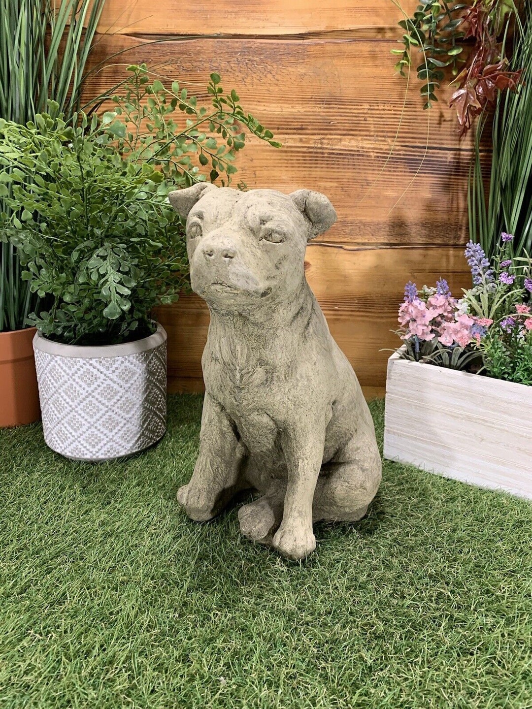 Stone Garden Staffordshire Bull Terrier Staffy Dog Statue Ornament